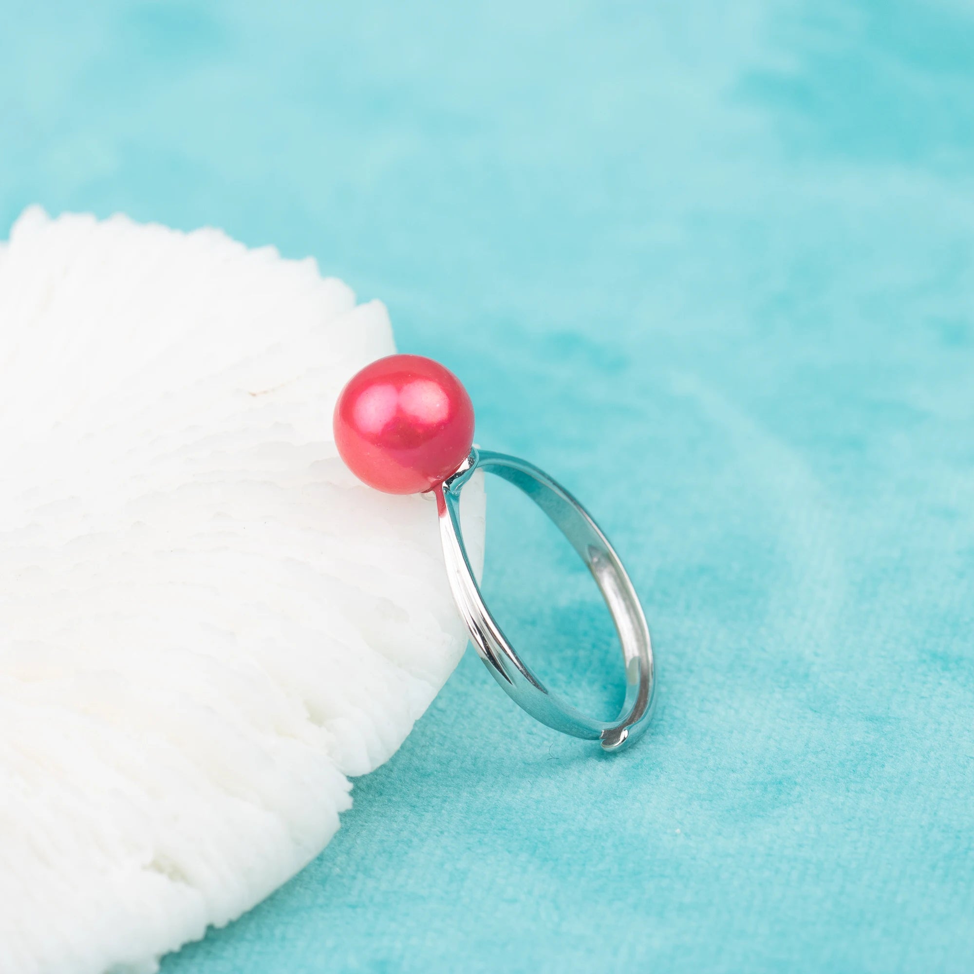 R030579 DIY 6-8mm Natural Freshwater Pearl Ring Accessory 925 Sterling Silver Adjustable Size Engagement Jewelry Ring for Women