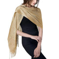 Women's Wedding Evening Wraps Sparkle Shawls Glitter Metallic Prom Party Scarf With Fringe for Party Dresses