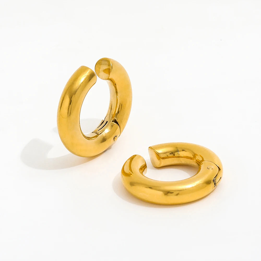 2021 Trendy Earring 18K Gold Plated Chunky Hollow Cuff Earrings for Women Stainless Steel Earrings Wholesale