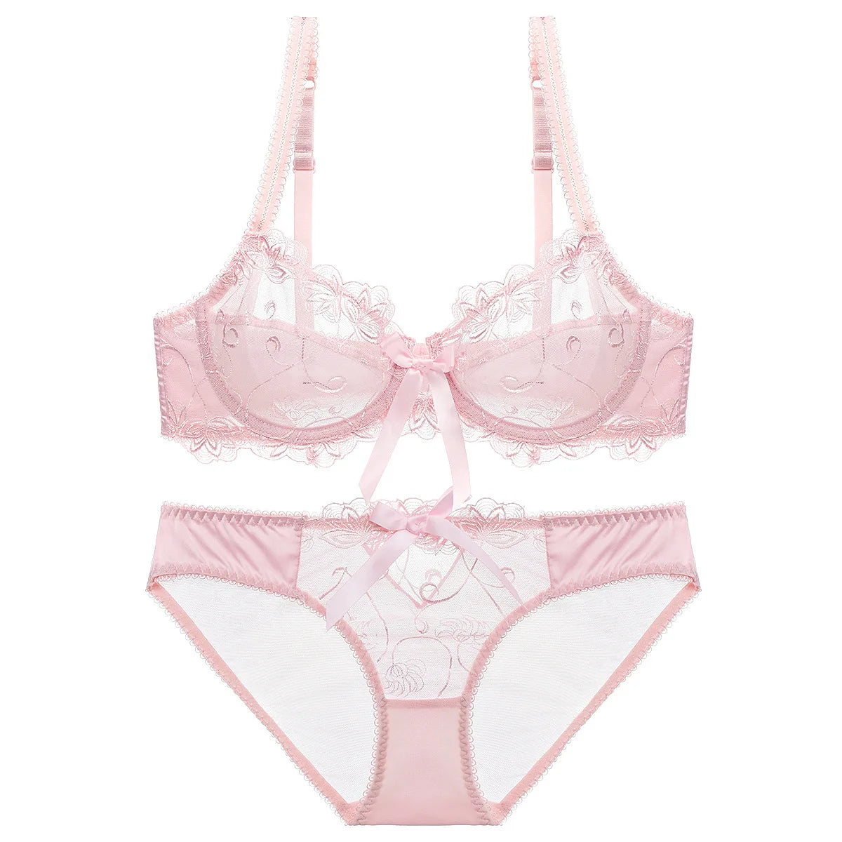 New Design Silk Net Bra Brief Sets Women Underwear Lace Bra Brief Sets Sexy Ladies Panties