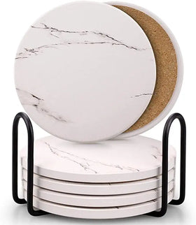 White Ceramic Car Coaster Water Absorbent round Square Sublimation Blank for Gift Europe Style