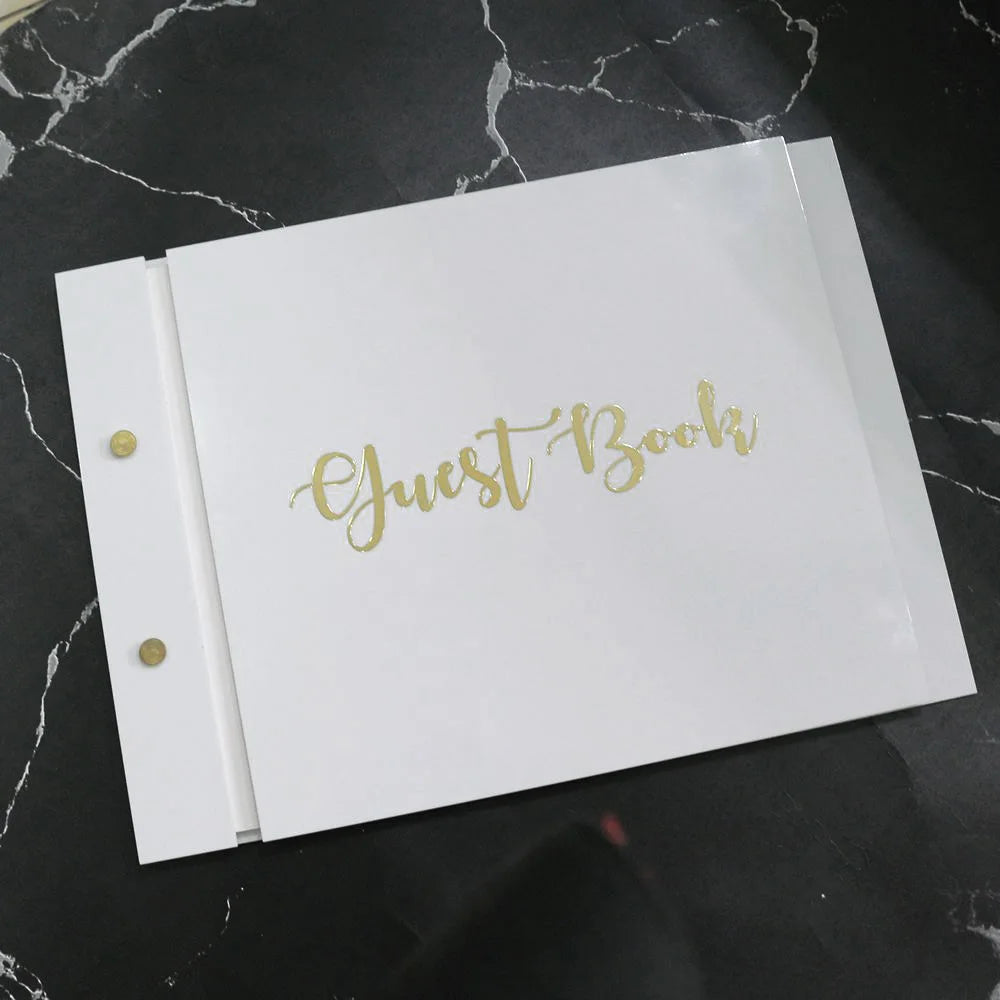 Customized White Acrylic Wedding Guest Book Modern Wedding Reception with "guest Book" and Custom Sign-in Books