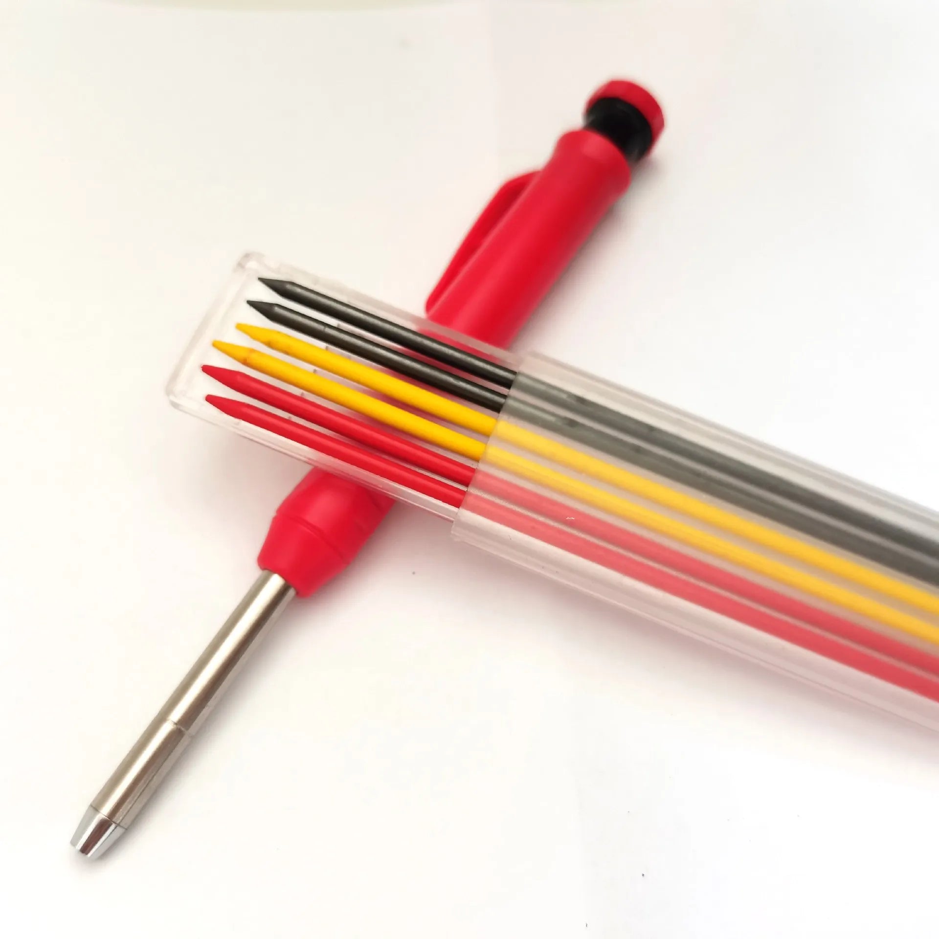 Logo Custom Solid Carpenter Pencil for Construction Built-in Sharpener Long Nosed Deep Hole Mechanical Pencil Marker