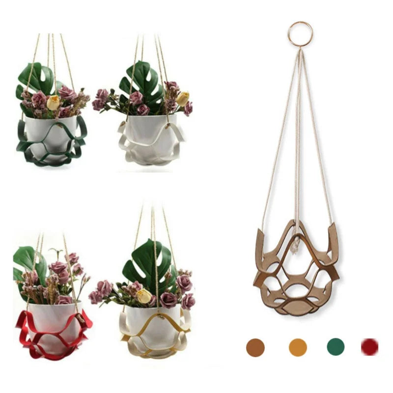 Leather Hanging Flower Planter Pots  Flower Basket Pot  Planters Hanging Holder