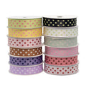 1 Inch Double Sided 100% Polyester Craft Dot Ribbon Woven Gift Designer Ribbon for Bow Making Double Face Style for Decorations