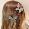 Pinza Para El Cabello Hot Selling Bling Full Diamond Butterfly Hairpin Rhinestone Crystal Butterfly Hair Clip