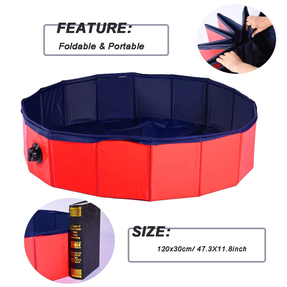 P&D Hot Sale Portable Dog Swimming Pool Round Folding PVC with Logo Print Waterproof Pet Bathing Supplies for Children