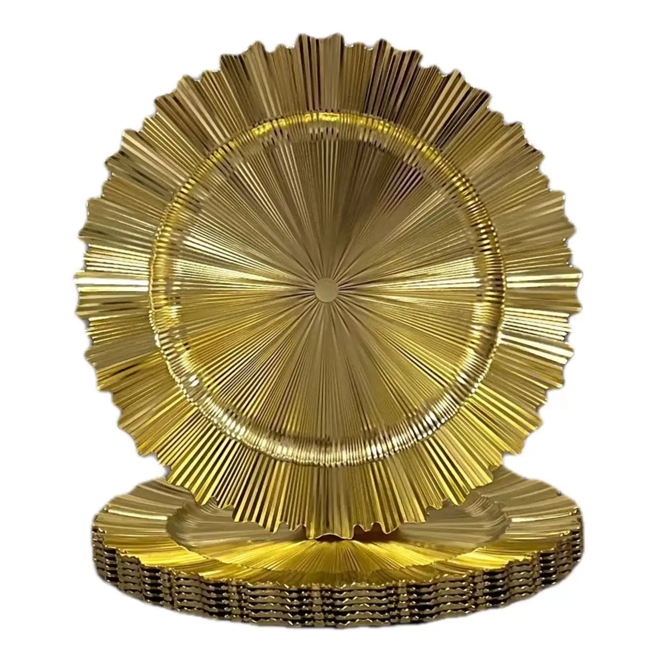 13 Inch Round Cheap Plastic Fruit Plate Banquet European-style Wedding Home Decoration Gold Table Charger Plate