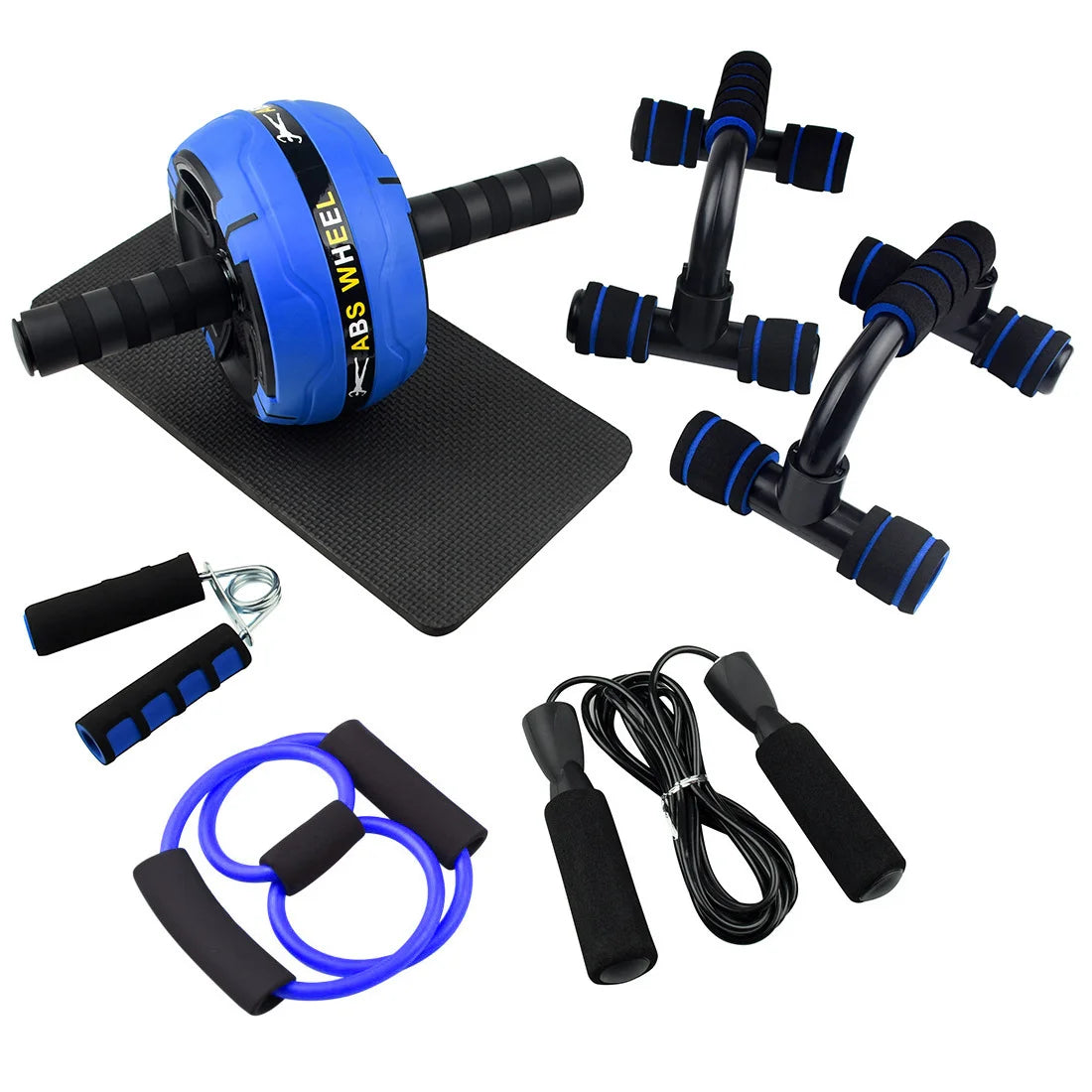 6 in 1 Abdominal Wheel Combination Sets Home Gym Fitness Set With Ab Wheel Roller Push up Stand Jump Rope