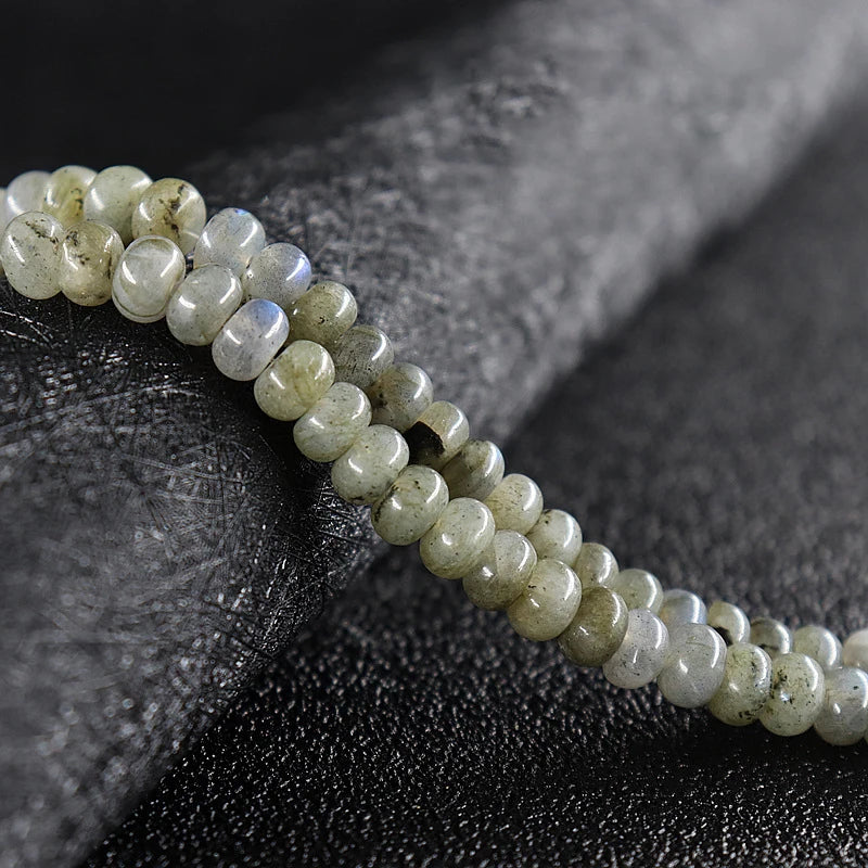 Natural Beads for Jewelry Making Crafts Green Labradorite Rondelle Abacus Spacer Smooth Beads 15.5"