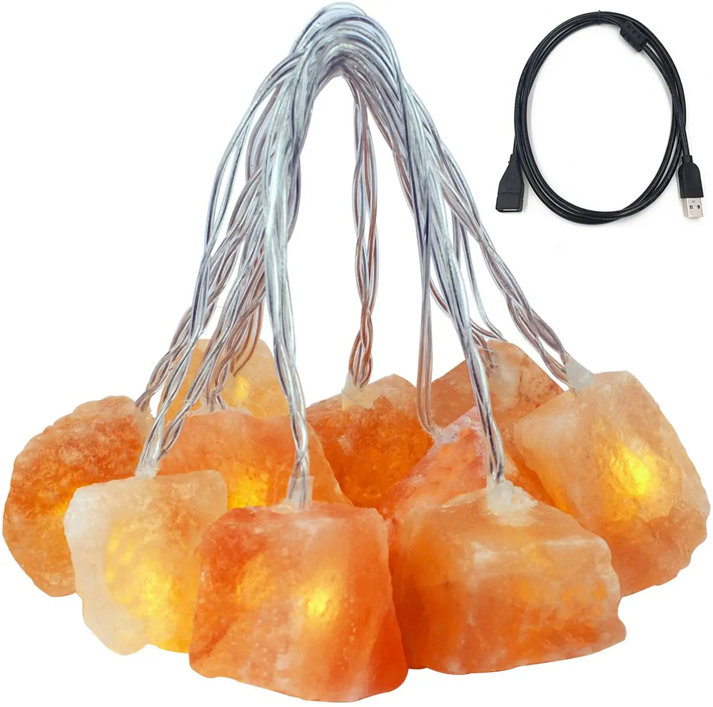 Wholesale Himalaya Salt String Lamp Natural Salt Block 10 LED Bulbs Home Furnishing Accessories and Perfect Gifts (USB Interface