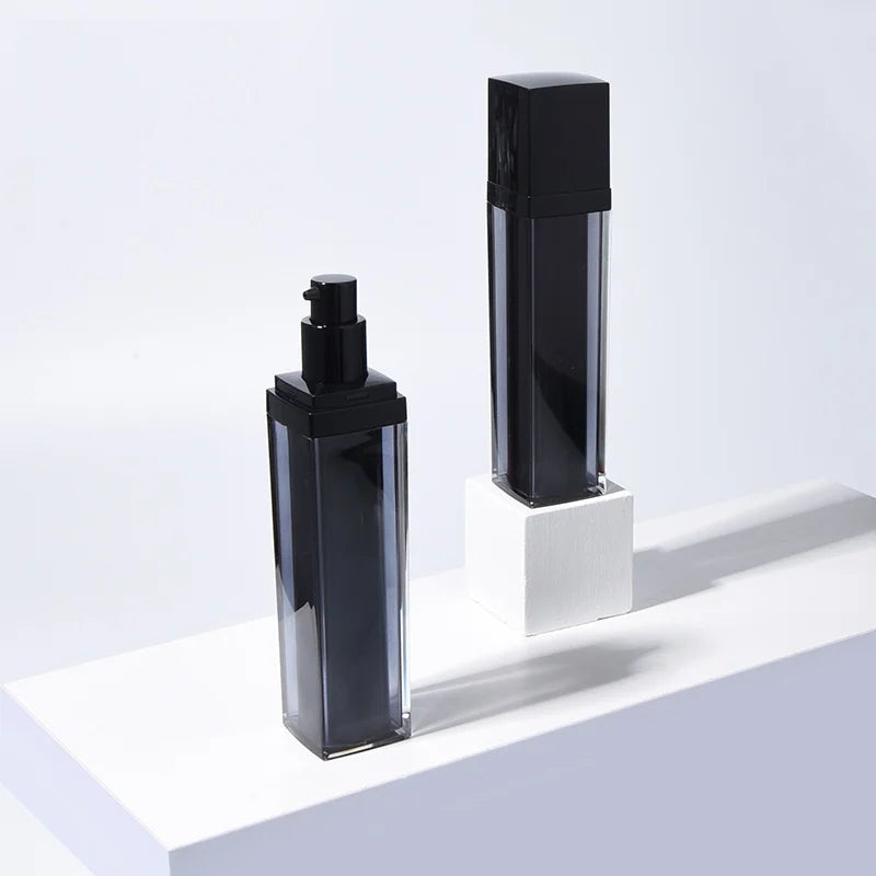 Luxury Cosmetics Containers and Packaging 50ML Lotion Black Custom Colors square Airless Pump Bottle