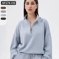 Women's Plus Size Autumn Yoga Sweat-Wicking Plaid Loose Fit Jacket for Sports and Outdoor Activities