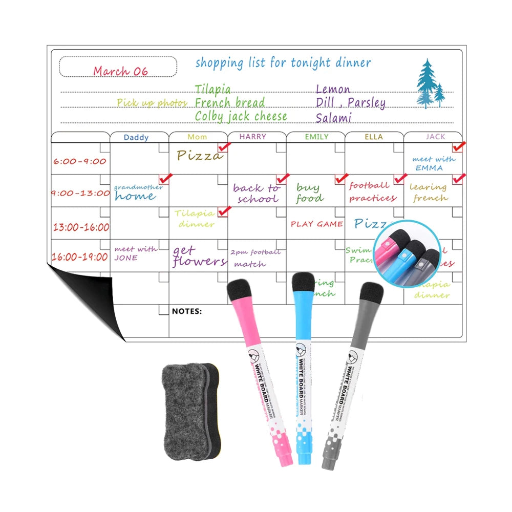 Custom Weekly Magnetic Calendar Fridge Notepad with Waterproof PVC/PET Material Customizable Size Magnetic Sticker Decoration
