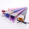 24K Gold Leaf Rose Gold Rose Single Torch Box Gold Leaf Flower Valentine's Day Gift