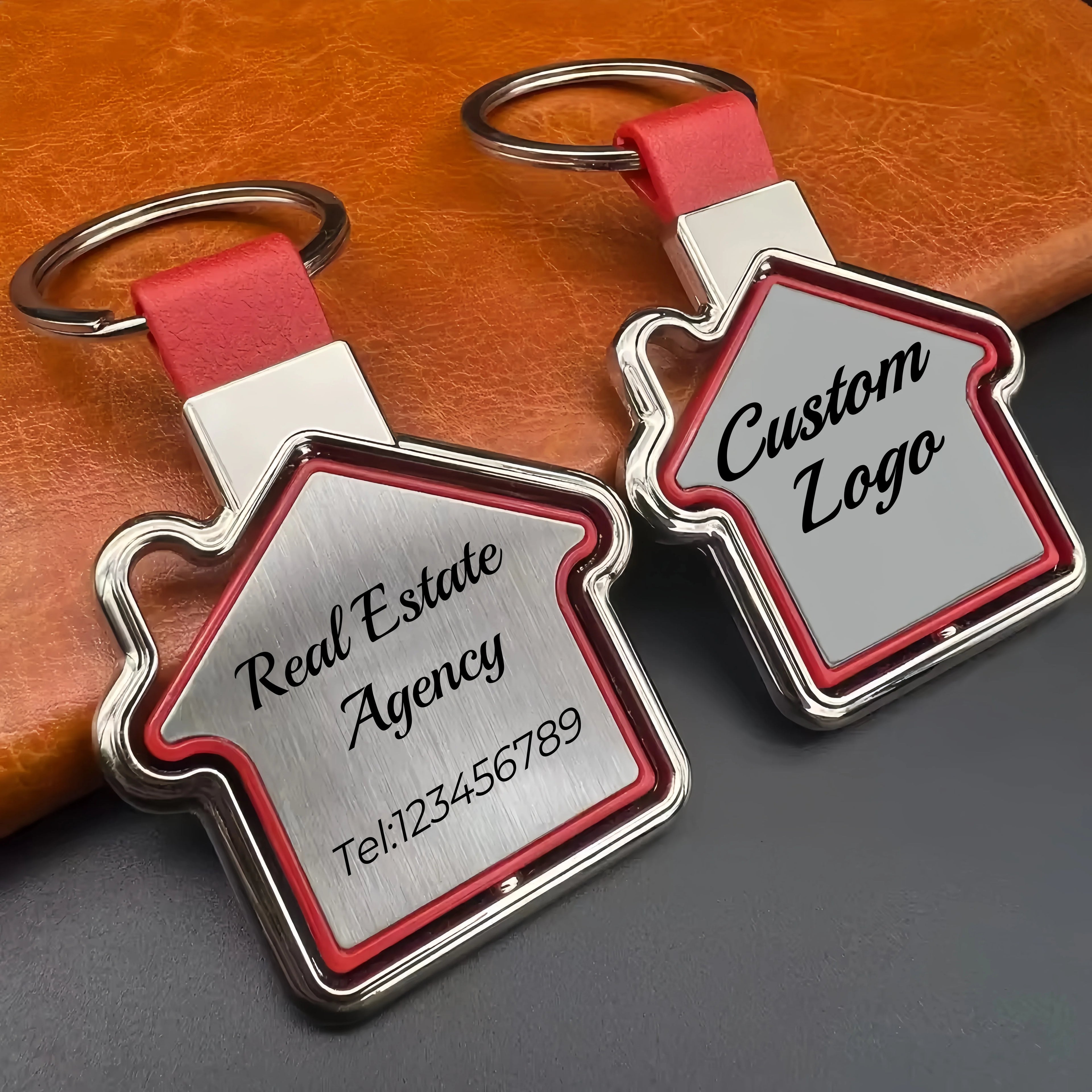 Sublimation Keychains logo Keyring Metal Custom Shaped Key Chains Home Design House Keyring Brand Triangle House Keychain
