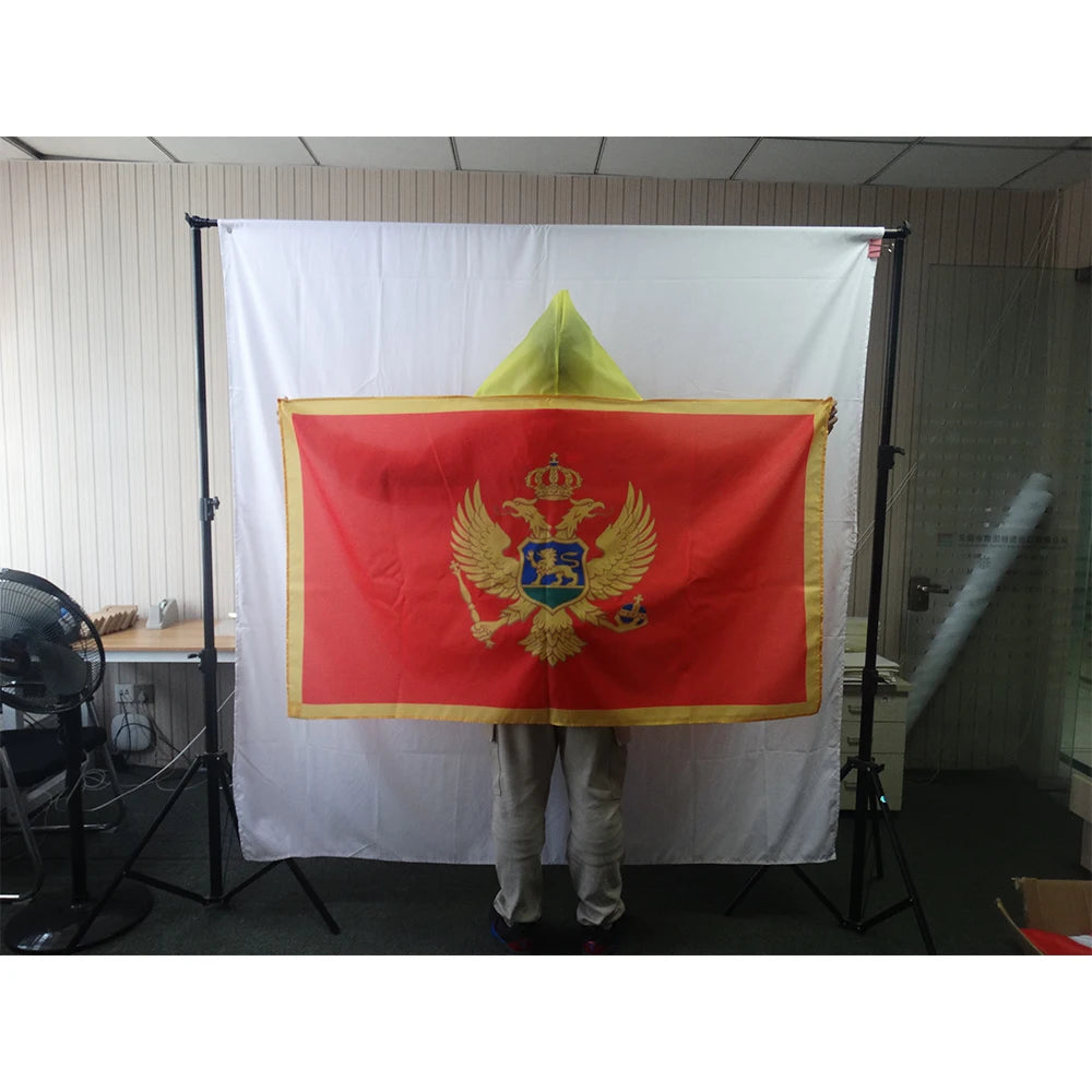 3x5ft  Football Match Custom Logo Cheering Fan Cape Body Flag Montenegro National Flag Cloak