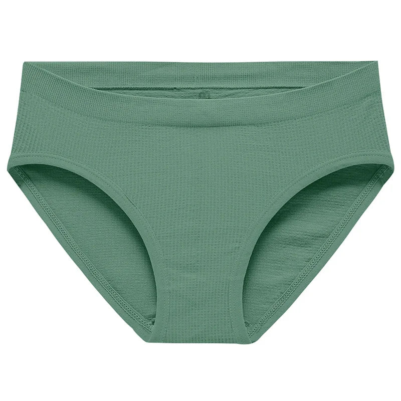 Women's Mid Waist Plus Size Bragas Comfortable Seamless Breathable Panties with Hip Lift Solid Color for Adults Everyday Use