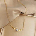 Simple Pearl Titanium Steel Necklace New Collarbone Chain Fashion Jewelry