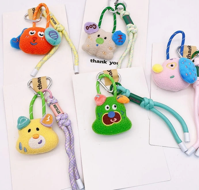 Soft Plush Stuffed Cotton Doll Keychain Braided Rope Hanging Bag Pendant