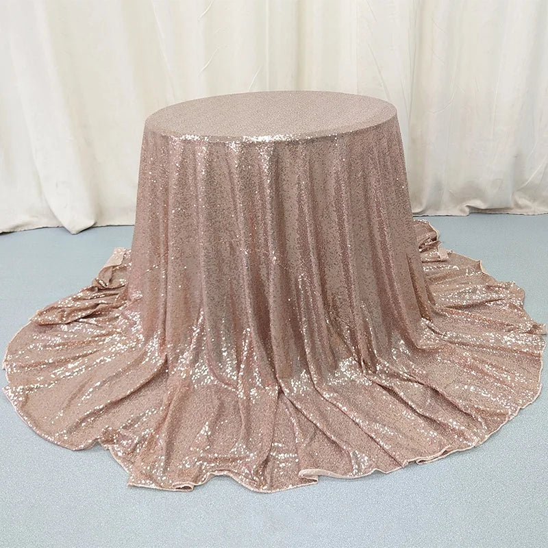 ZB210721-1Luckygoods 330cm Christmas Table Cloth Champagne Glitter Shinny Round Table Cloth for Wedding Party Wholesale