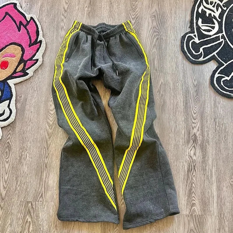Grey Work Pants for Men Cotton Fleece Jogger Sweatpants Linen Pants Wide Leg Flared Sweatpants Men