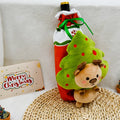 Christmas Decor Supplies Cute Deer Custom Plush Wine Bottle Sleeve Dinner Table Christmas Wine Bottle Holder