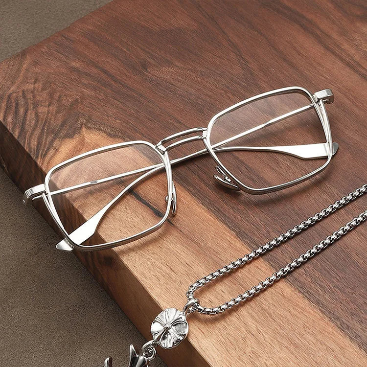 MK24013002 New Design Vintage Rectangle Eyeglasses with Anti-Reflective Optical Lenses Square Double Bridge Spectacle Frames