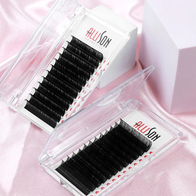Matte Black Dark Fluffy Cashmere Volume Lash Extensions Velvet Mink Lash Trays Wholesale Individual Eyelash Extension Supplies
