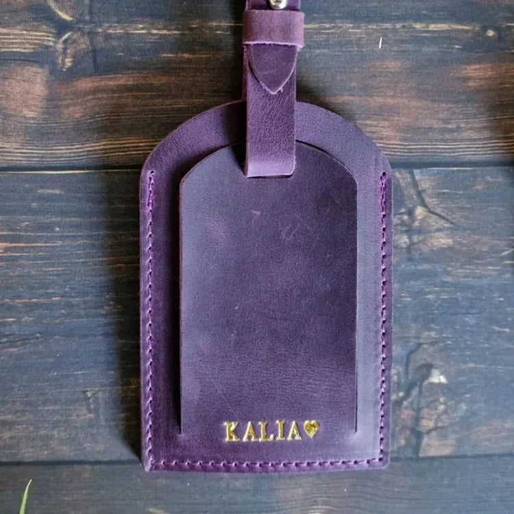Perfect Gift Personalized Custom Embossed Logo Luggage Tags Vintage Genuine Leather Luggage Tag With Logo