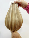 Super Double Drawn Hair Extension 100% Remy Human Hair Flat Weft Extensions Platin Blonde Color White Blonde