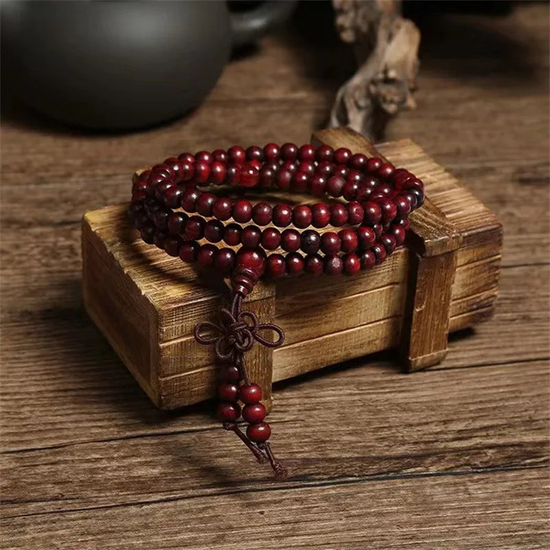 CJ Customizable Hot Sale 6mm Islamic Religious Sandalwood 108 Wood Beads Rosary Necklace with Claw Setting Gift