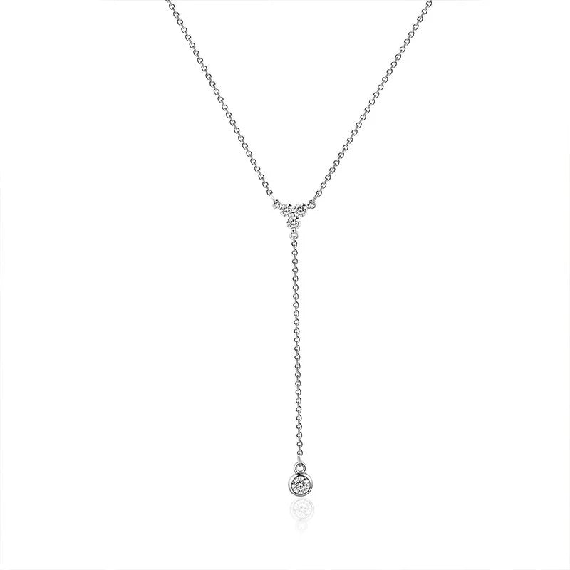 N0076 Fashion Simple Ins Style Classic Geometric Y Necklace Inlaid Zircon Tassel Pendant Necklace for Women Summer New Design