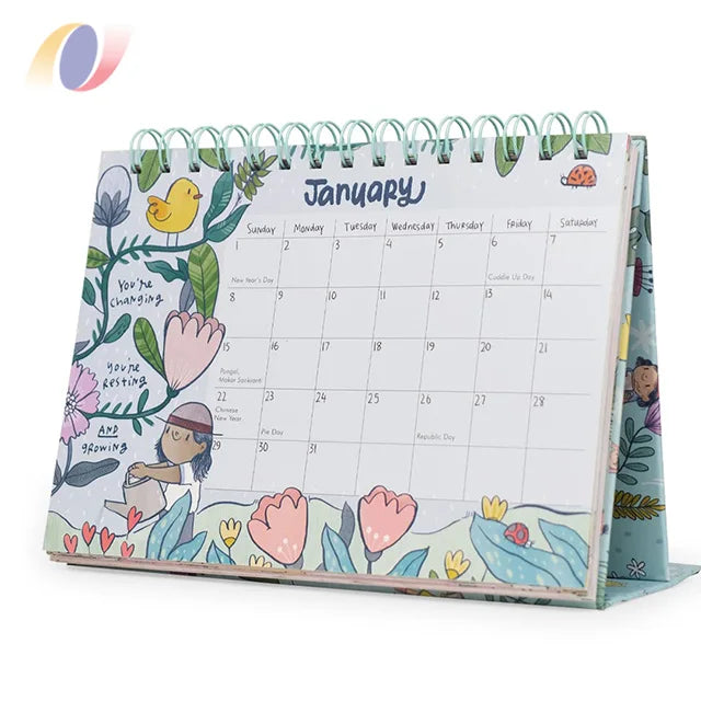 Custom Printing Advertising Creative Business Standing Flip 2023 2024 Desktop Calendar with Thick Paper
