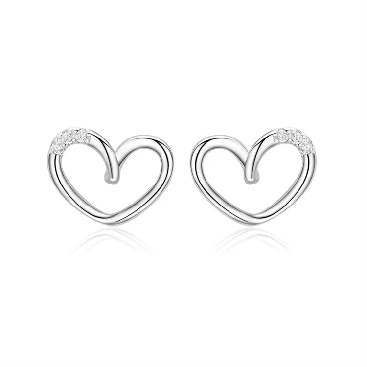 Hot Selling 925 Sterling Silver Hollow Loving Heart Stud Earrings for Women
