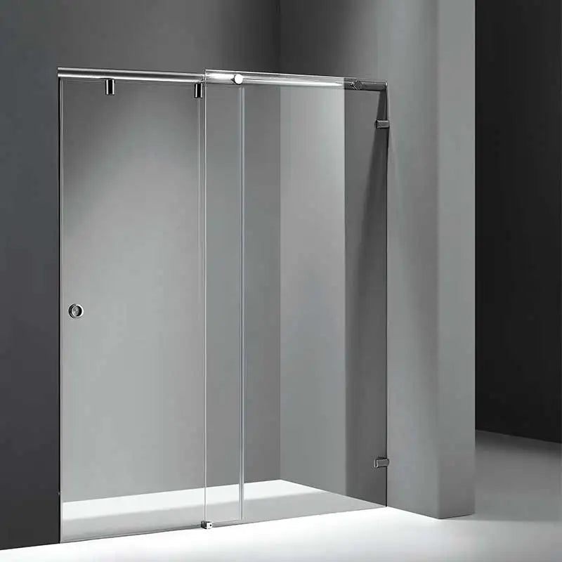 KMRY Modern Design Frameless Tempered Glass Shower Sliding Door Straight Rectangle Tray 2-Year Warranty for Hotel Bathroom Use
