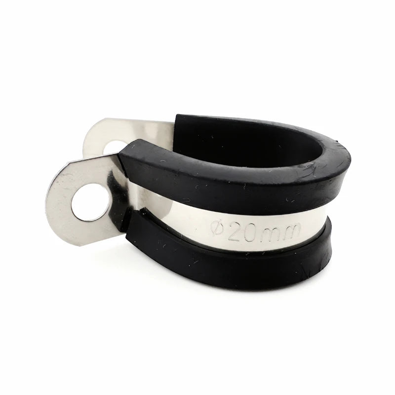 Car Tuning Parts Aluminum Rubber Cushioned P Type Clips Fixing Hose Clamps