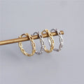 SP S925 Sterling Silver Made Geometric Chunky Chain Hoop Earrings Hollow Out Zirconia Hoop Earrings