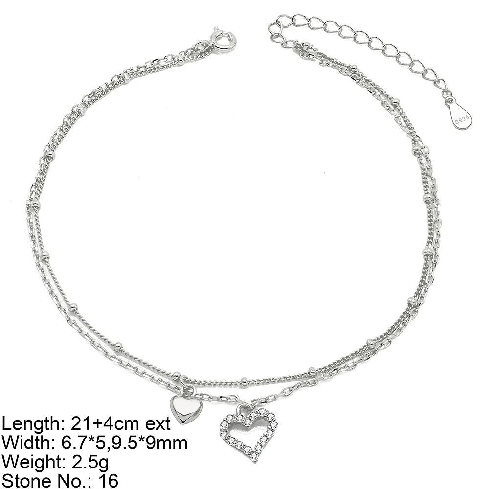 Double Layer Chain Gold Plated Silver Anklet Designs Girls Silver 925 Anklet Fashion Jewelry Anklets