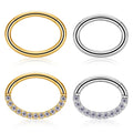 ASTM F136 Titanium Hinged Tear Drop Segment Ring Septum Nose Clicker Piercing Cz Lip Labret Ear Tragus Cartilage Earring