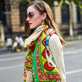 100% Pure Wool Luxury Floral Oversize Large Blanket Pashmina Soft Dupatta Scarf Shawls and Wraps for Women Evening Dress