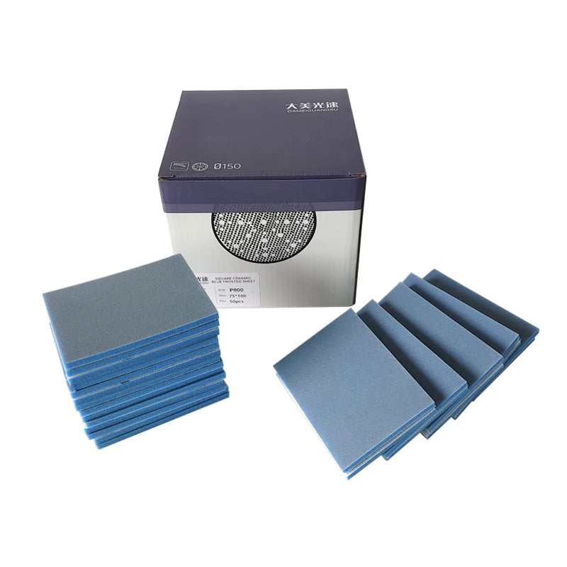 ATPRO Blue Sponge Sandpaper 75*100 Square Dry Grinder Flocking Car Paint Surface Grinding and Polishing 400-3000 Grit