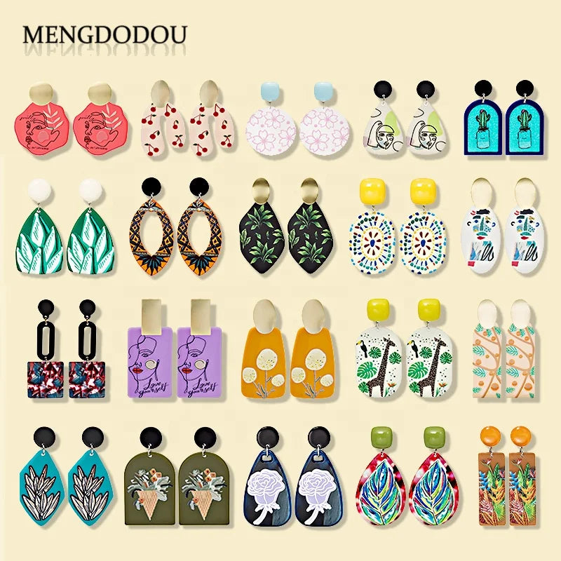 Hot Sale Bohemian Style Colorful Resin Earring Studs Cute Variform Clay Texture for Trendy Girls Romantic for Anniversary