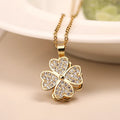 Nabest Stainless Steel Four Leaf Clover Pendant Necklace Choker Elegant Women 18k Gold Plated Full Rhinestone Necklace Jewelry