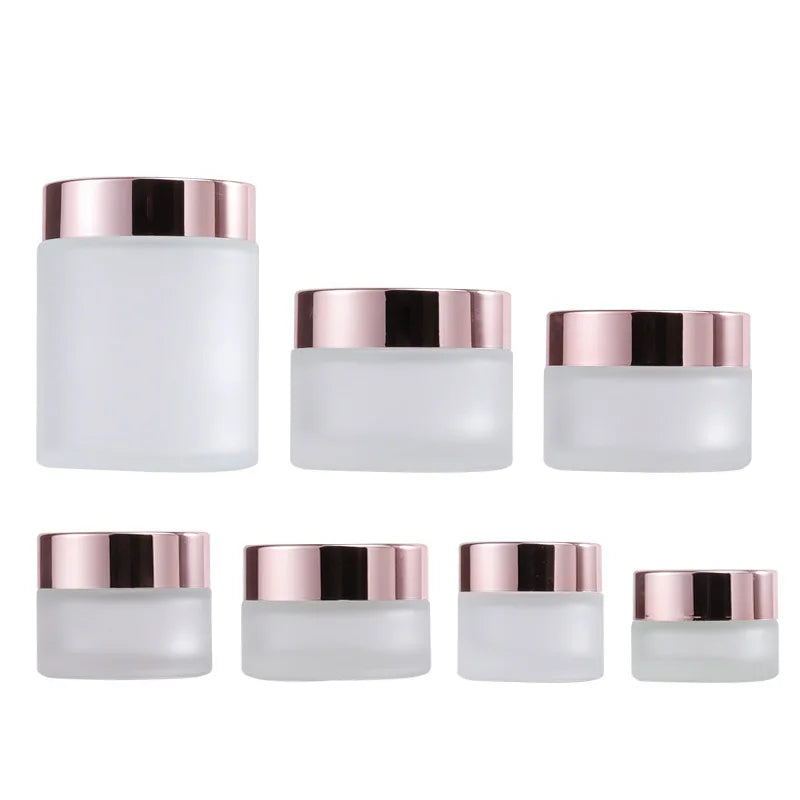 Hot Sale Small 15ml Round Cosmetic Glass Cream Container 30ml 50ml 100ml Transparent Frosted Custom Face Cream Glass Jar