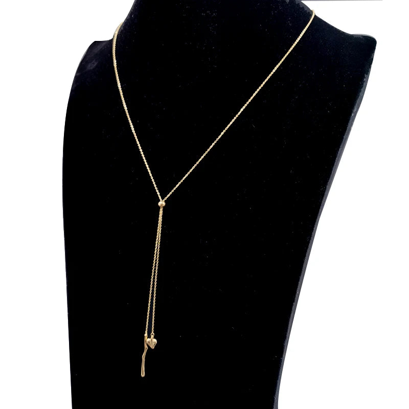 Women Personalized Long Necklaces for Women Gold Necklace Rose Pendant Flower Jewelry for Girl Wife Girlfriend Friends Gift