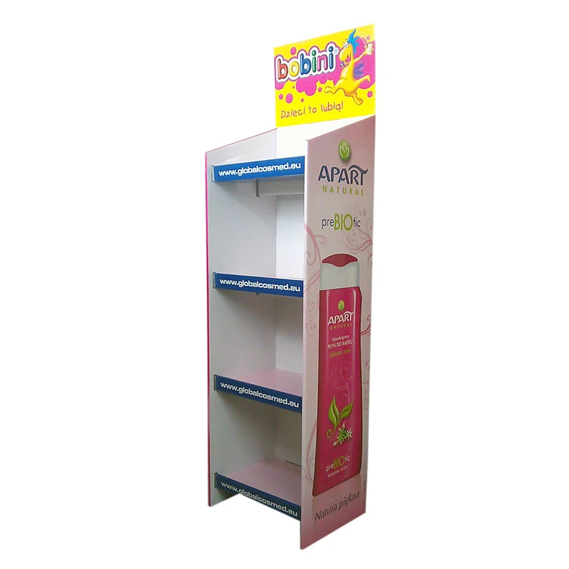 Custom Printed Portable POS Display Rack Eco-Friendly Cardboard Retail Floor Stand Candy POP Recyclable Shop Stand En Display
