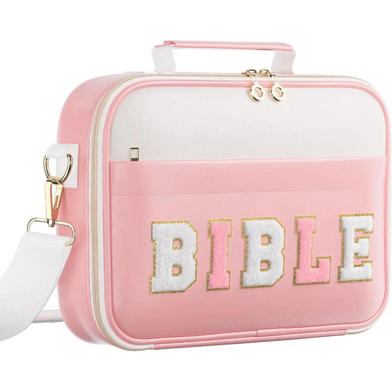 Handheld Notebook Cross-Border Book Cover Large Portable Multi-Functional Bible Storage Bag with Zipper Closure