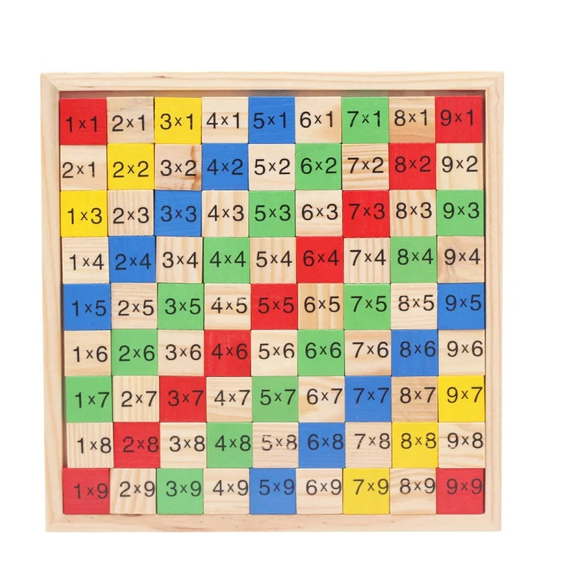 Early Educational Kids Wooden Math Educational Toys Calculating Board Multiplication Table Blocks MegaBDM
