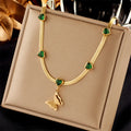 New Arrival Trendy Snake Chain Non Tarnish 18k Gold Stainless Steel Heart Zircon Butterfly Pendant Necklace